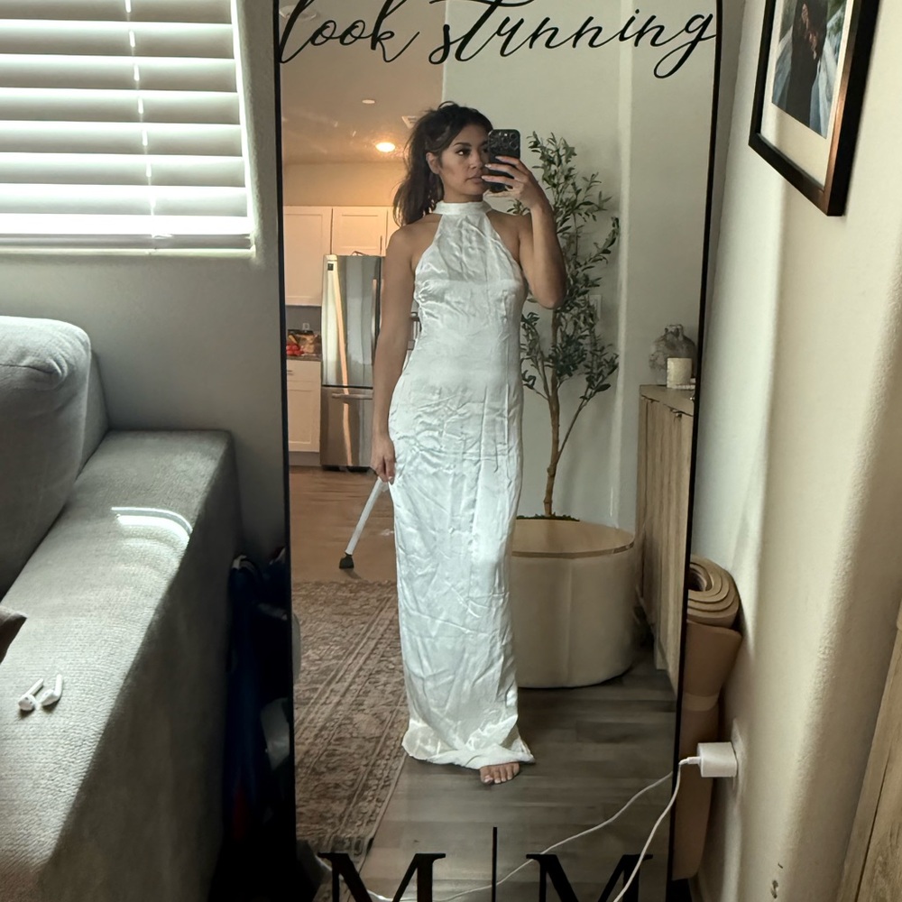 Meshki White Halter Gown